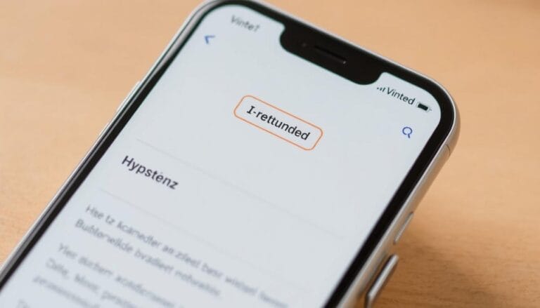 Aplikacja Vinted z widoczną sekcją zwrotów i przyciskiem Mam problem