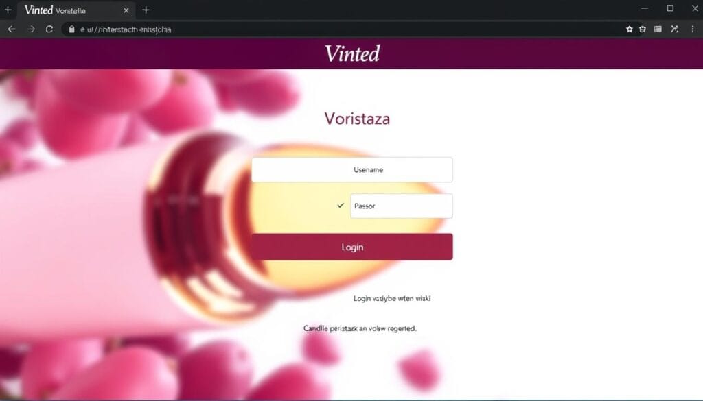 Ekran logowania do serwisu Vinted przez przeglądarkę