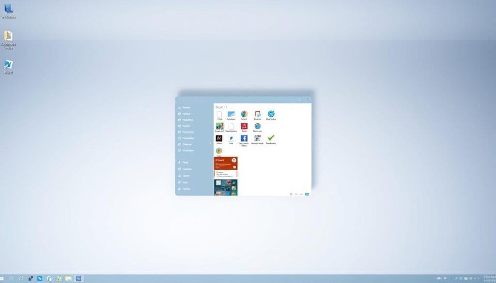A sleek and modern Windows 11 user interface, with a clean and minimalist design. The desktop features a centered taskbar and Start menu, creating a balanced and visually appealing layout. The windows have rounded corners and a subtle drop shadow, giving a sense of depth and sophistication. The icons and menus are crisp and high-resolution, with a modern color palette of blues, greys, and whites. The lighting is soft and diffused, creating a warm and inviting atmosphere. The overall scene conveys a sense of elegance, efficiency, and the latest advancements in operating system design.