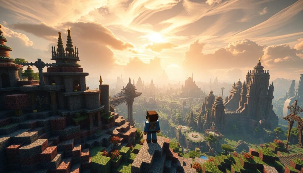 A meticulously crafted scene of a Minecraft modded landscape, showcasing the vast creative potential of the game. In the foreground, a player character stands amidst a whimsical array of custom blocks, intricately detailed with intricate textures and vibrant colors. The middle ground reveals a sprawling world, dotted with fantastical structures, unique mobs, and dynamic lighting effects. In the background, a majestic, otherworldly sky sets the stage, with wispy clouds and a warm, golden glow that envelops the entire scene. The atmosphere is one of exploration, discovery, and the boundless possibilities offered by the world of Minecraft mods. Rendered with a photorealistic fidelity, the image captures the essence of the "Mody Minecrafta" experience. A meticulously crafted scene of a Minecraft modded landscape, showcasing the vast creative potential of the game. In the foreground, a player character stands amidst a whimsical array of custom blocks, intricately detailed with intricate textures and vibrant colors. The middle ground reveals a sprawling world, dotted with fantastical structures, unique mobs, and dynamic lighting effects. In the background, a majestic, otherworldly sky sets the stage, with wispy clouds and a warm, golden glow that envelops the entire scene. The atmosphere is one of exploration, discovery, and the boundless possibilities offered by the world of Minecraft mods. Rendered with a photorealistic fidelity, the image captures the essence of the "Mody Minecrafta" experience.